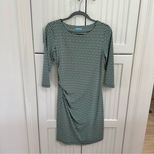 J. McLaughlin Geometric Green & Black Dress in Size M